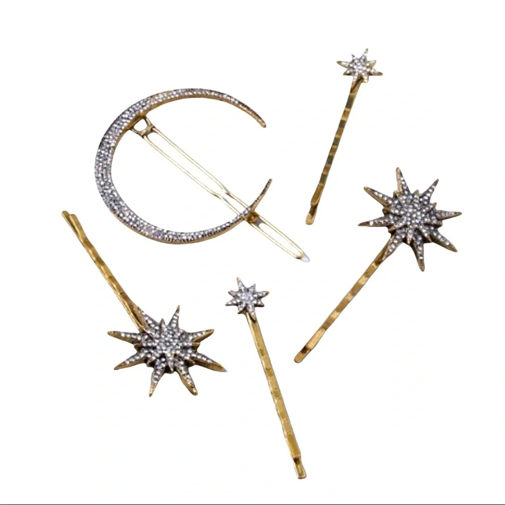 🍋2/$30 New Set of 5 Celestial Crystal Hair Pins